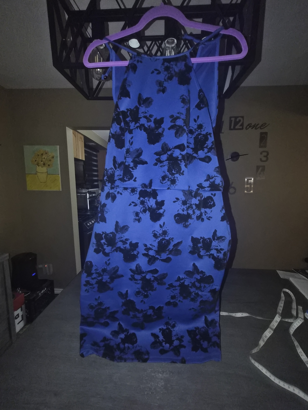 le chateau Royal Blue Floral Midi Dress